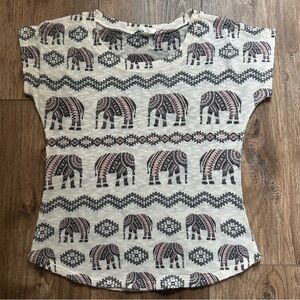 Gaze USA Women’s Top, Knot, Ethnic Print, Elephants, Dainty, Delicate, Medium